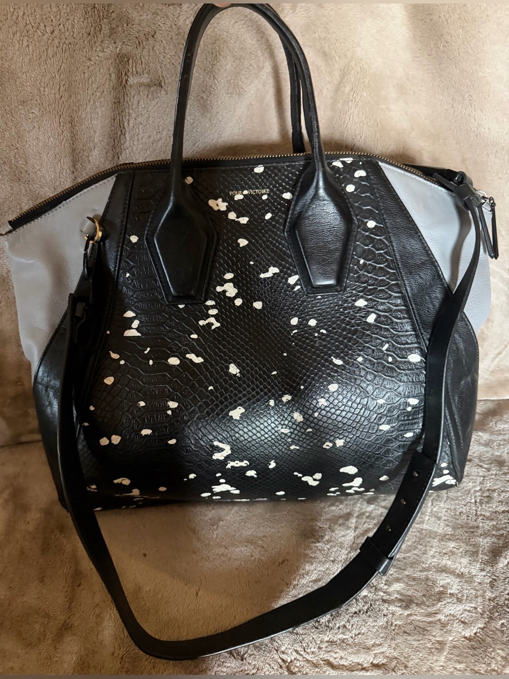 Pour La Victoire Maison Croc Embossed Large Crossbody Tote